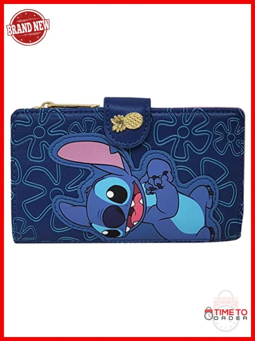 Faux Leather Stitch Clutch Wallet with Snap Flap